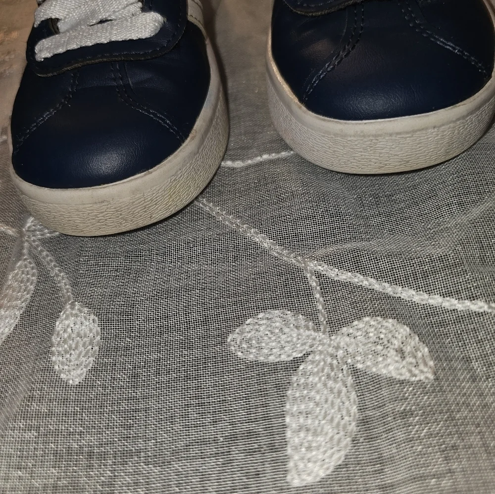 Kids navy blue leather Adidas unisex track shoes size 11K - Picture 8 of 10